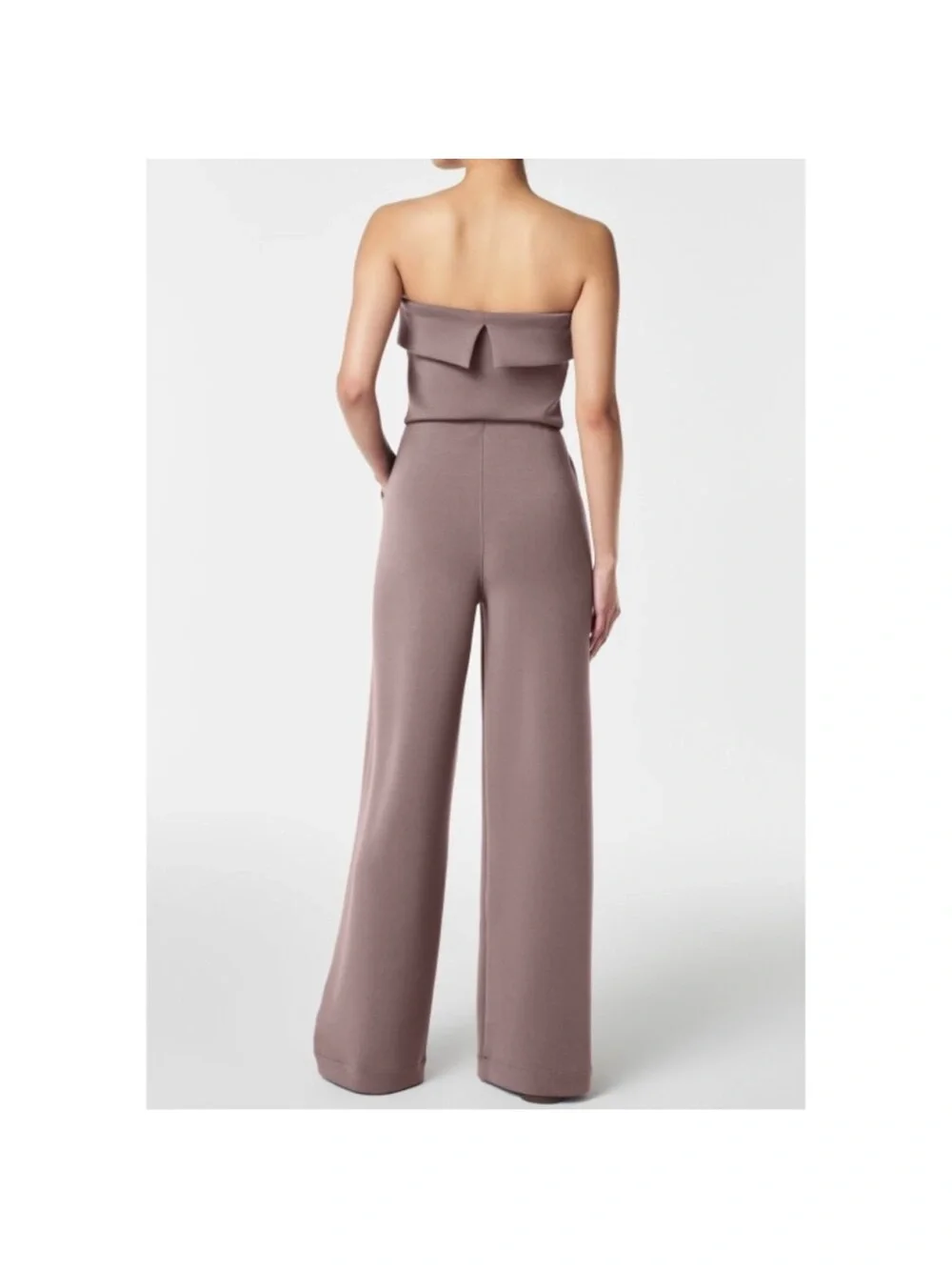 Spanx air essentials strapless wide leg jumpsuit smoke L NEW